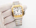 Cartier Santos 316L Steel 8215 Movement 47.5*39.8MM Black/White Dial Gold/Rose Gold Bezel Men Watch